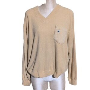 VTG Jockey Men's Terry Cloth Pullover Sweater Beige Retro '80s '90s Sportswear L